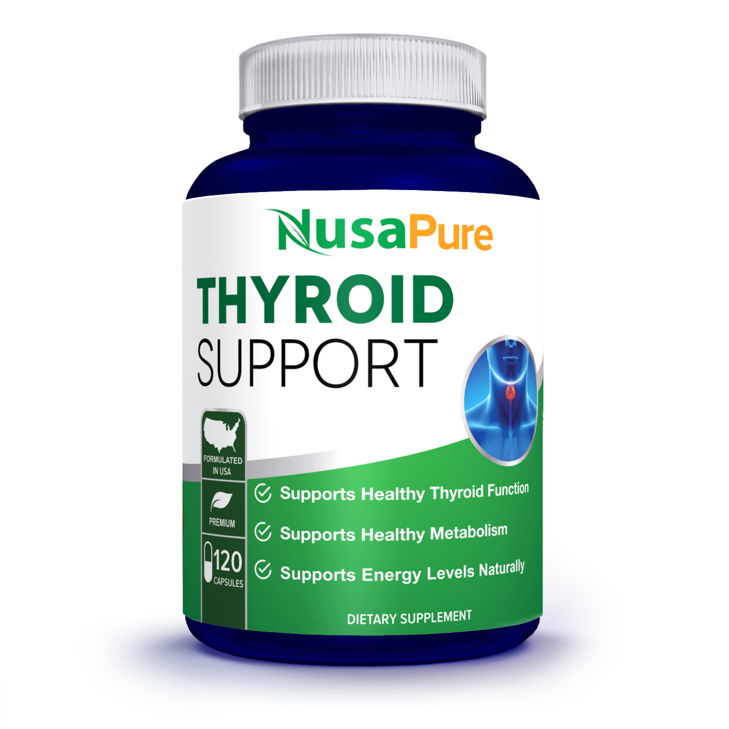 Thyroid Support 120 Caps ( NonGMO) with Ashwaganda, Iodine, Zinc, T3