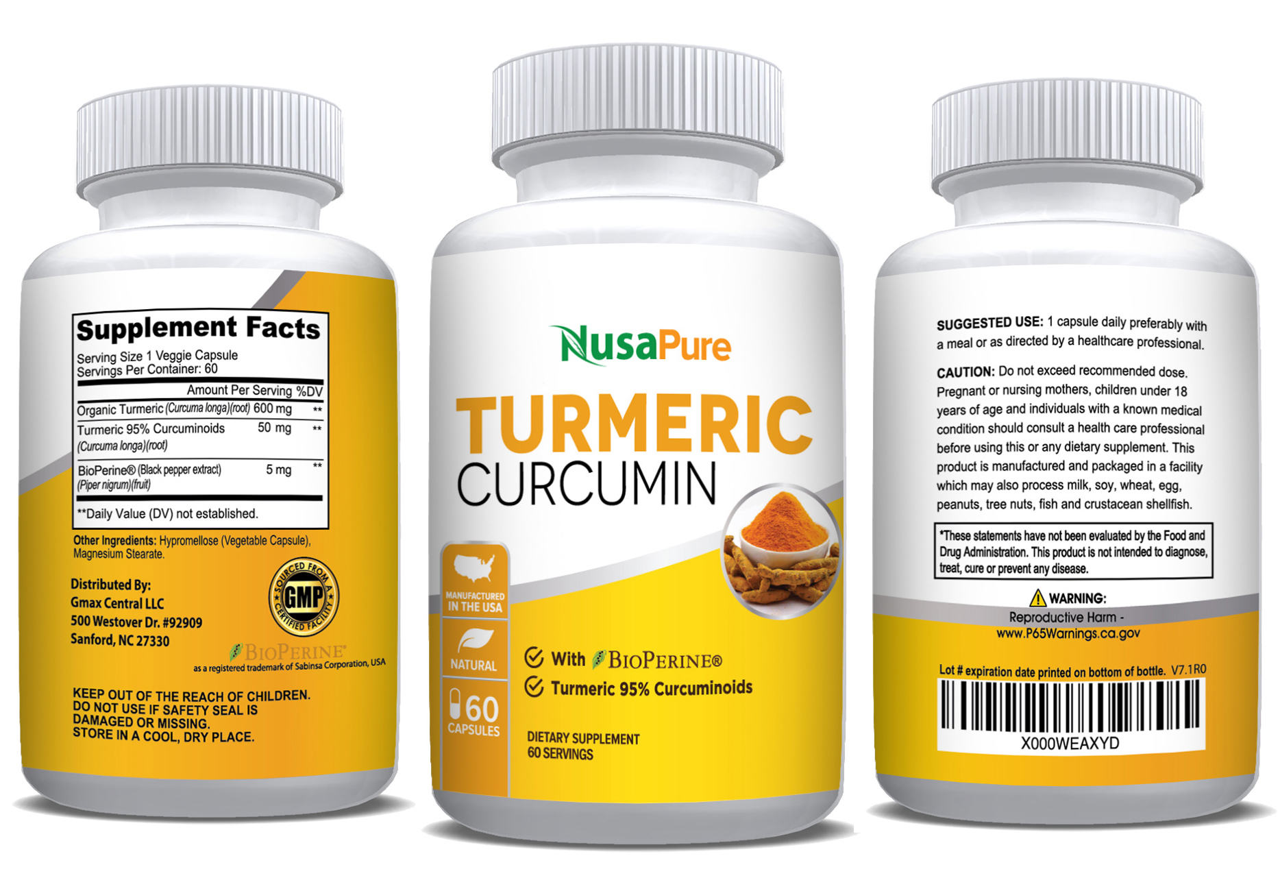 Turmeric Curcumin with Organic Turmeric & Bioperine ( Vegetarian ) - 60 Caps - Image 4
