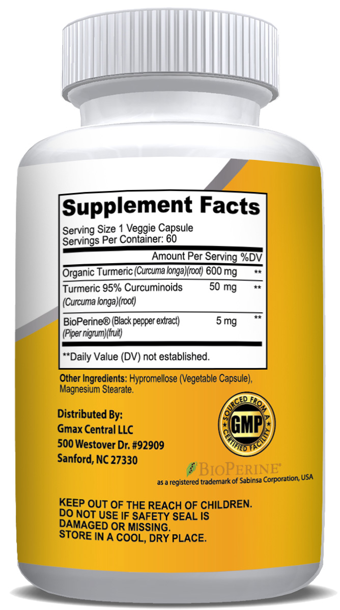 Turmeric Curcumin with Organic Turmeric & Bioperine ( Vegetarian ) - 60 Caps - Image 2