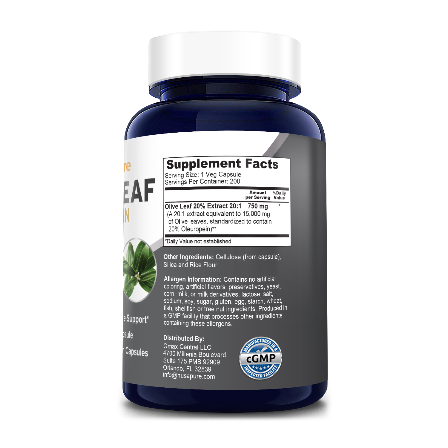 Olive Leaf 15,000 mg extract 201 20 Oleuropein 200 Veg Caps (100