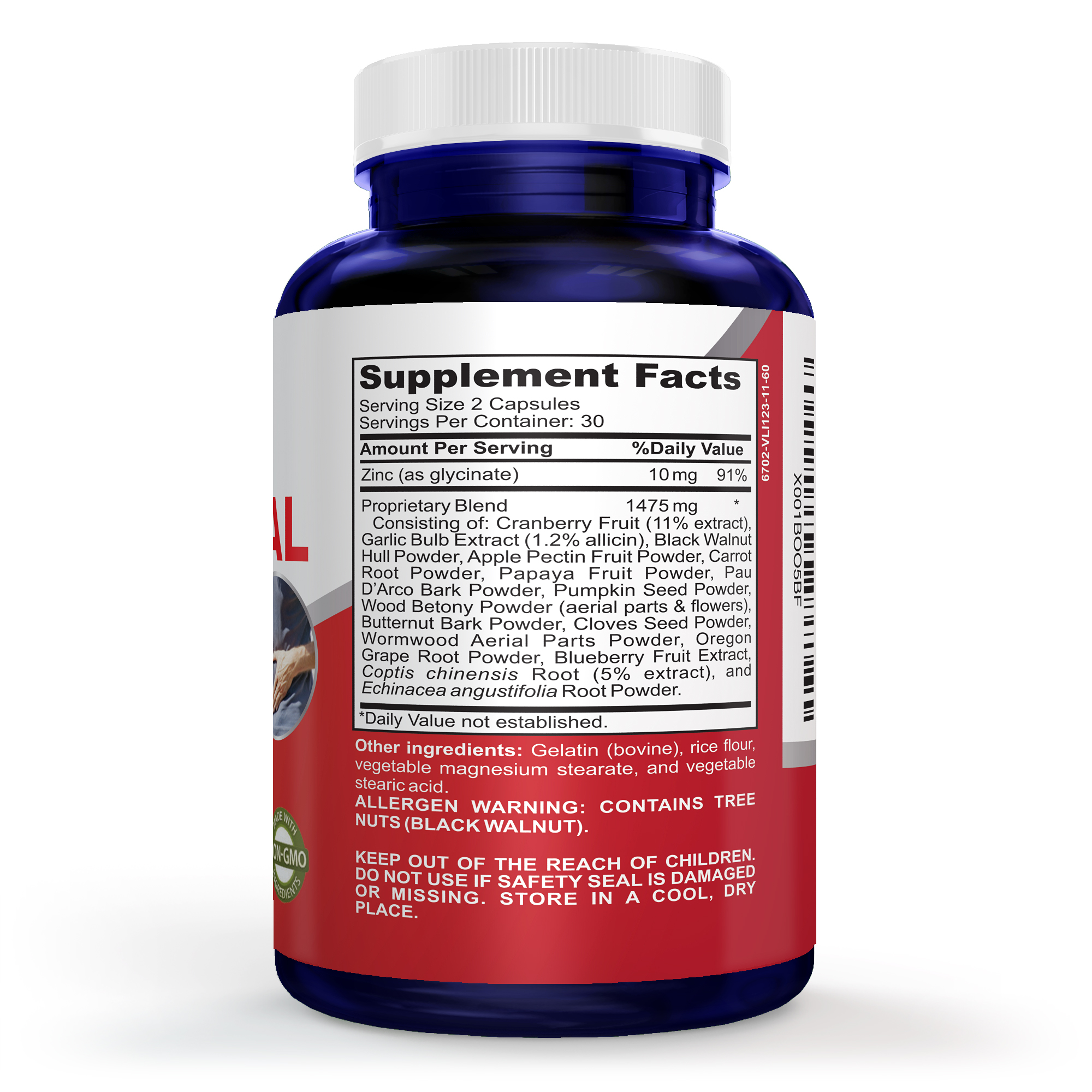 Intestinal Support 1475mg + Zinc - 60 Caps - Image 2