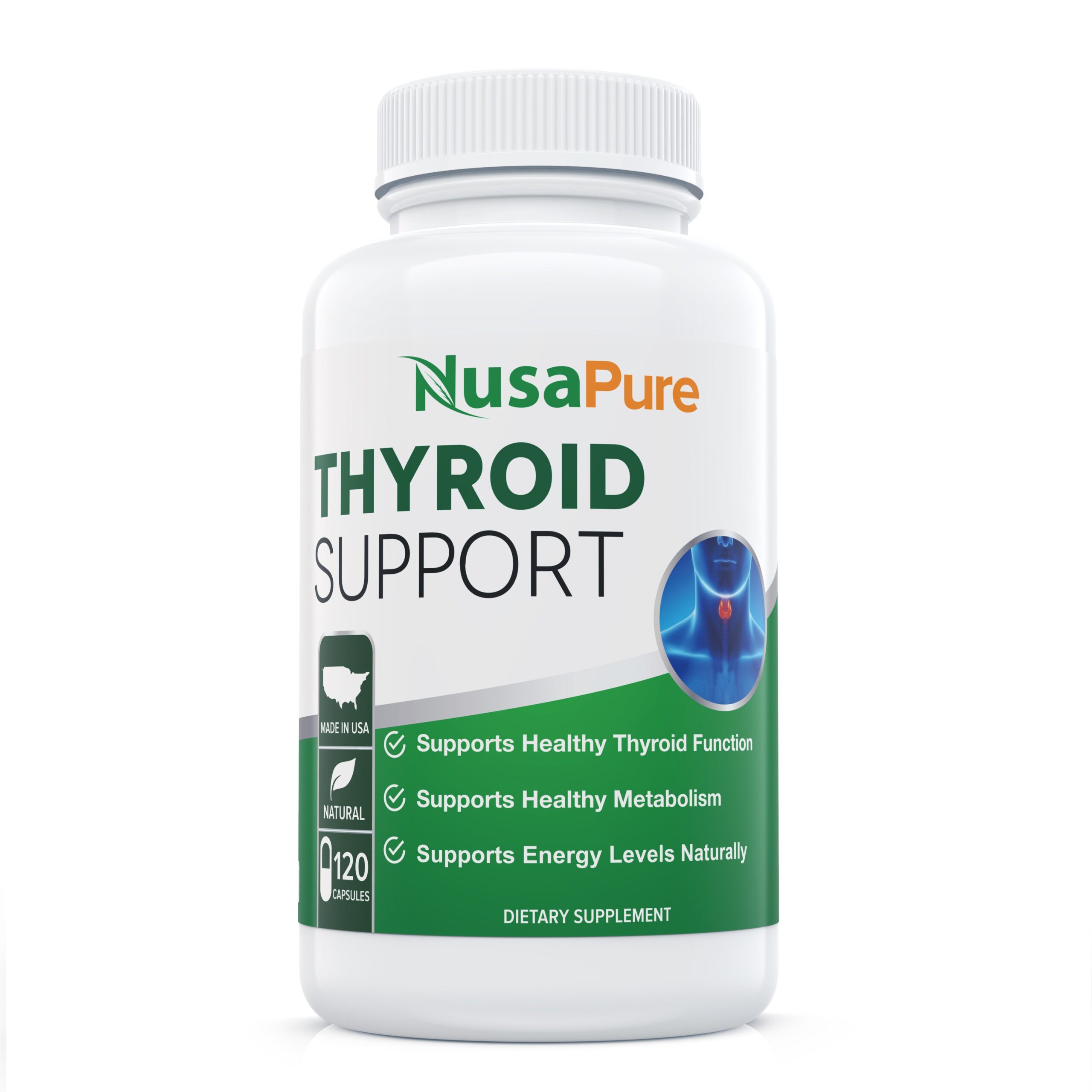 Thyroid Support 120 Caps ( NonGMO) with Ashwaganda, Iodine, Zinc, T3