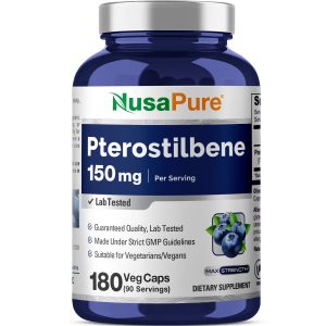 Pterostilbene 150mg - 180 Veg Caps (100% Vegetarian, Non - GMO)