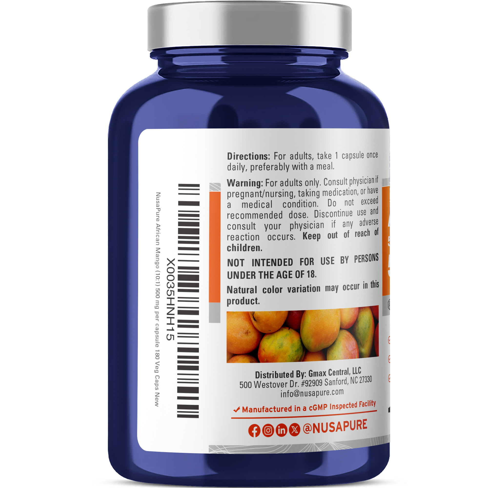 NusaPure African Mango 10:1 Extract, 500 mg Equivalent to 5,000 mg per Veggie Caps 180 Capsules (Non-GMO, Vegan) - Image 3