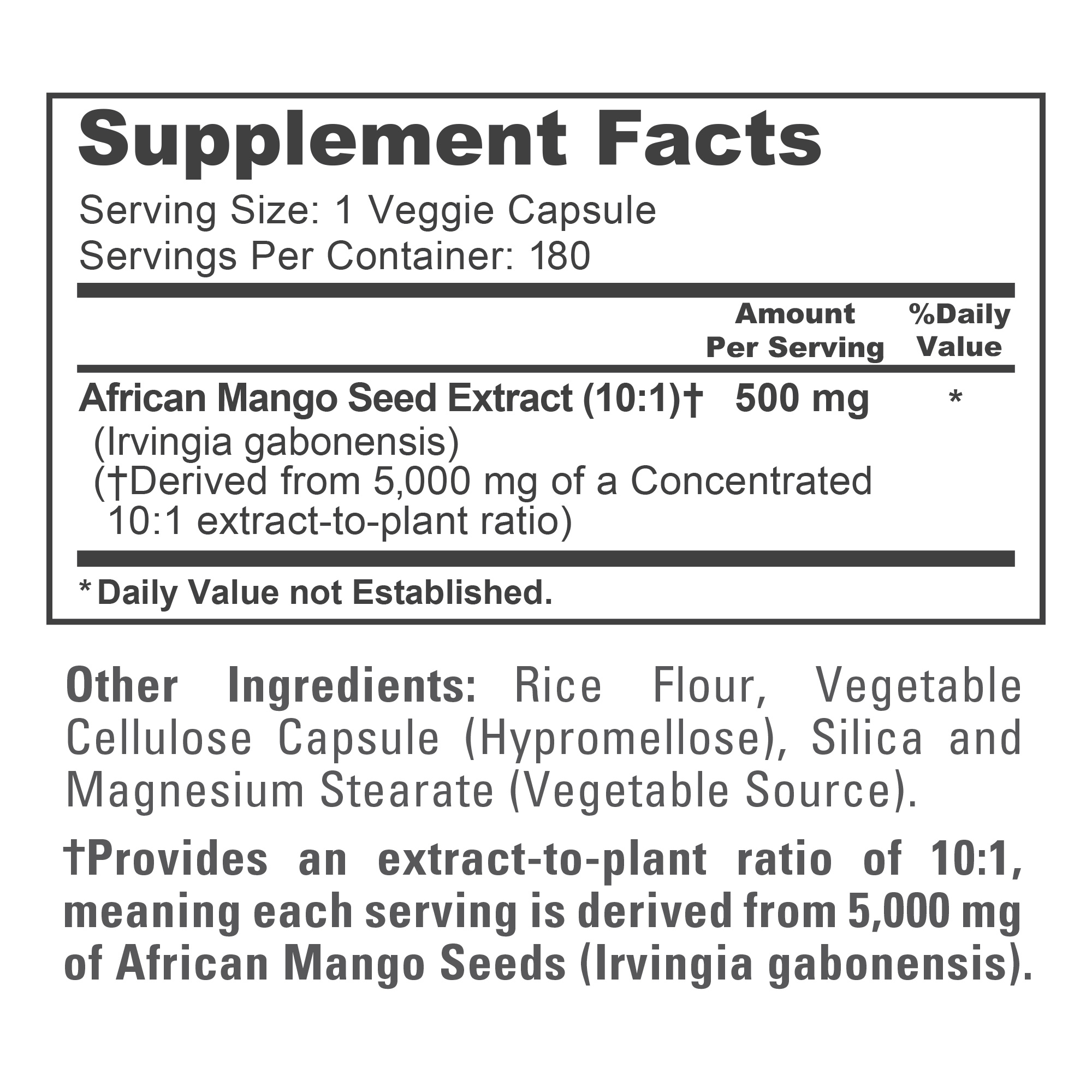 NusaPure African Mango 10:1 Extract, 500 mg Equivalent to 5,000 mg per Veggie Caps 180 Capsules (Non-GMO, Vegan) - Image 4