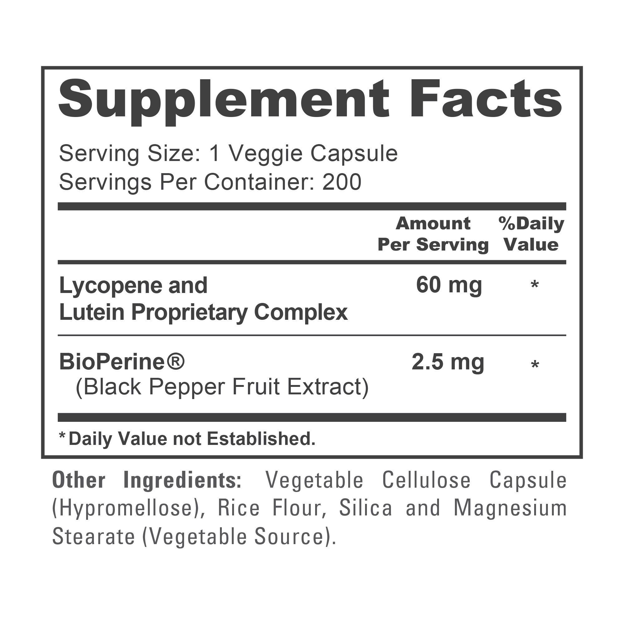 Lycopene & Lutein Complex 60mg - 200 Veg Caps ( 100% Vegetarian, Non - GMO & Vegan ) - Image 4