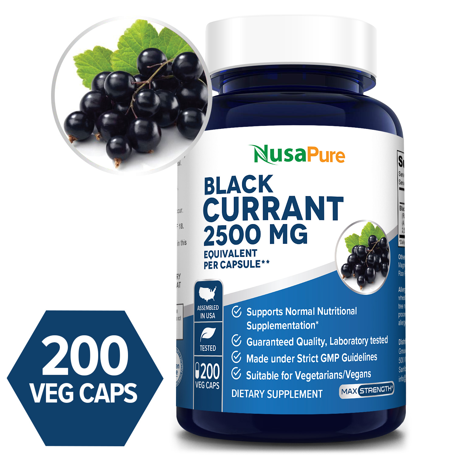 Black Currant Oil 2500 Mg – 200 Veg Caps (Vegetarian, Non-GMO and  Gluten-free) – Nusapure