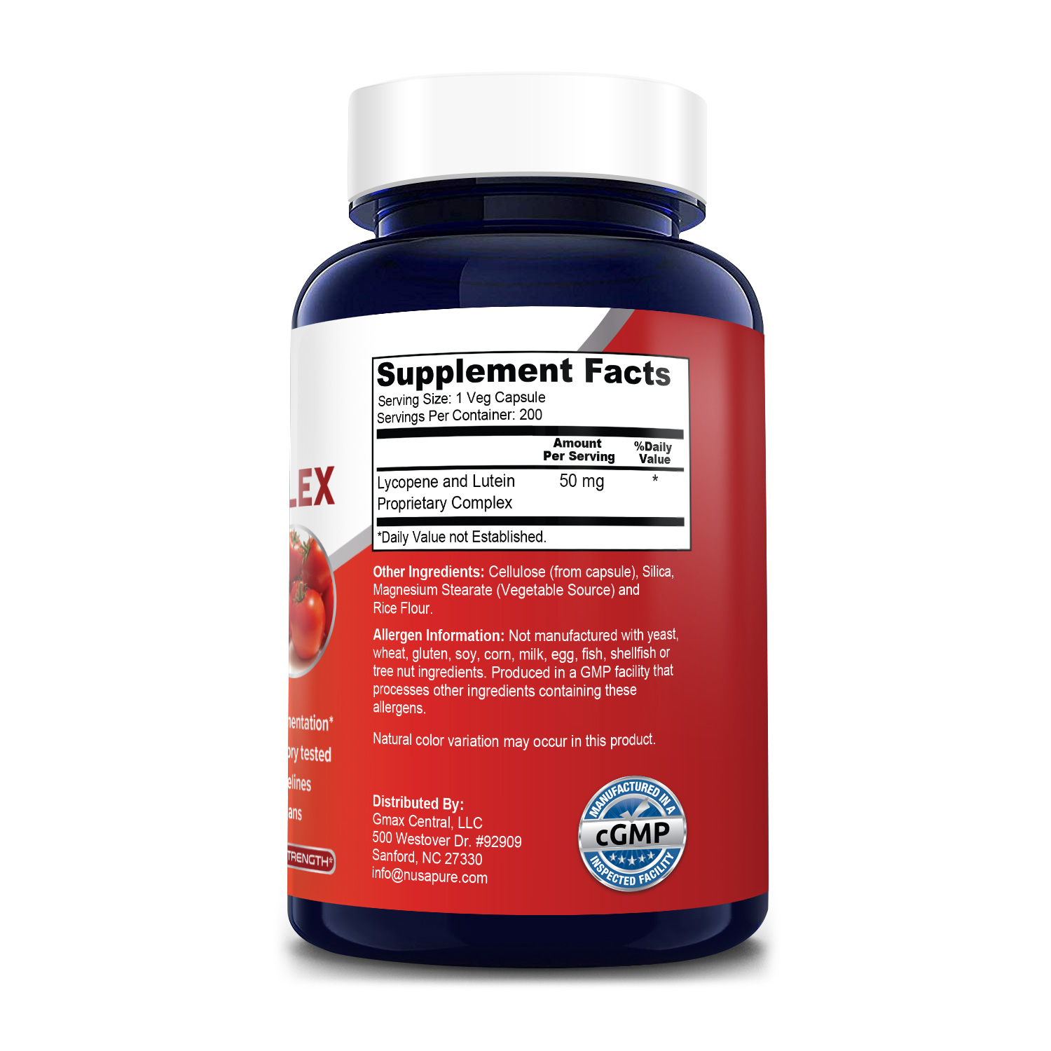 Lycopene & Lutein Complex 50mg 200 Veg Caps ( 100 Vegetarian, Non