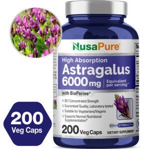 Astragalus 6000mg - 200 Veg Caps (100% Vegetarian, Non - GMO)