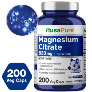 Magnesium Citrate 833mg - 200 Veg Caps ( Vegetarian, Non - GMO & Gluten - free )
