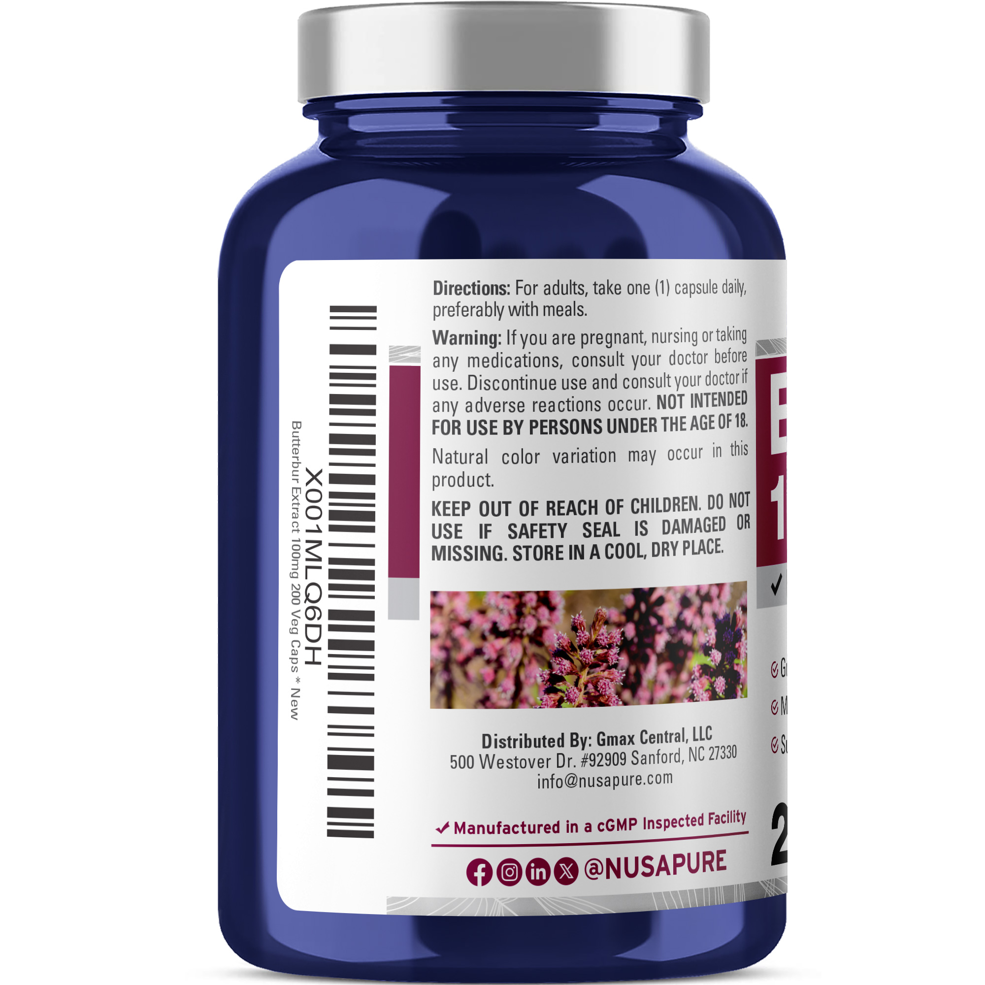 Butterbur Extract 100mg - 200 Veg Caps (100% Vegetarian, Non - GMO) - Image 3