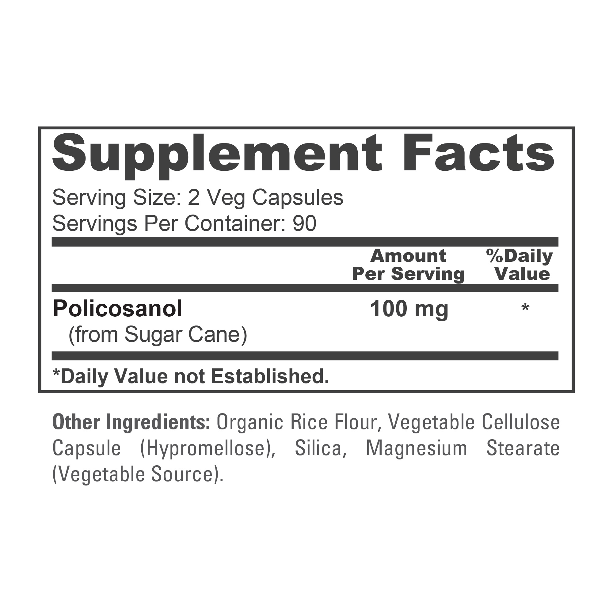 Policosanol 100mg - 180 Veg Caps (100% Vegetarian, Non - GMO) - Image 4