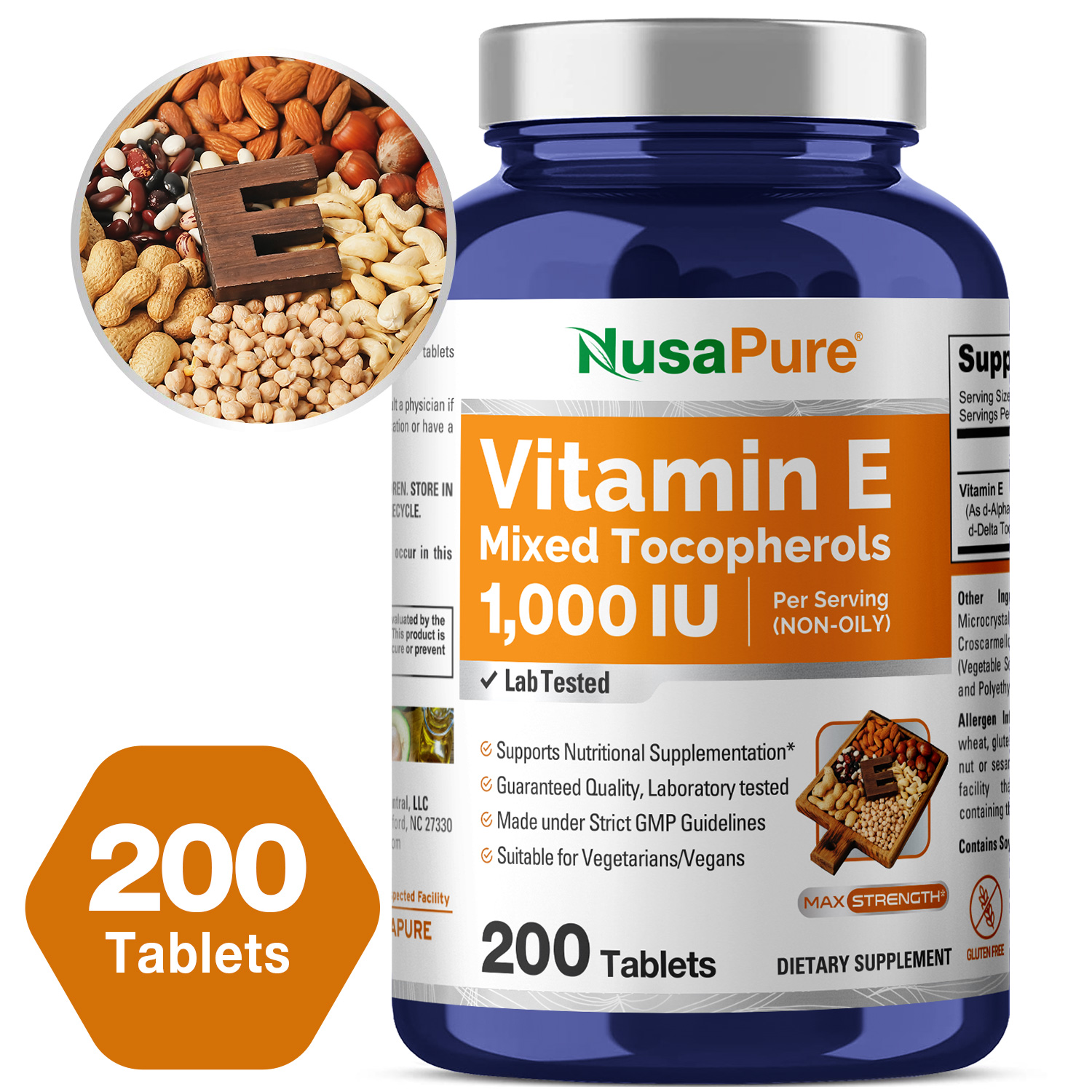  NusaPure Ácido fólico 1000mcg 200 cápsulas vegetales (sin OMG,  vegetariano, sin gluten) : Salud y Hogar
