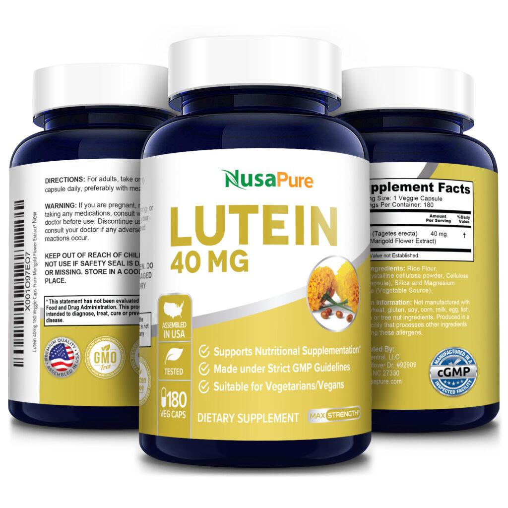 Lutein 40mg 180 Veg Caps ( 100 Vegetarian, Non GMO & Gluten free