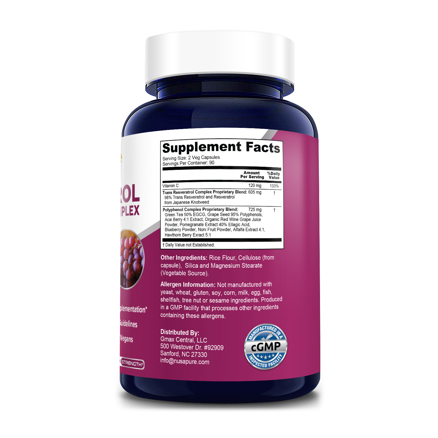 Resveratrol & Polyphenol Complex 1,450mg 180 Veg Caps (100