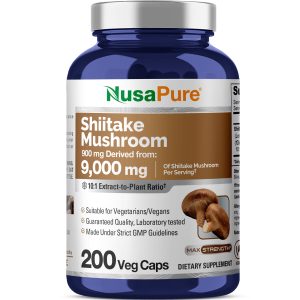 Shiitake Mushroom 9000mg - 200Veg Caps (100% Vegetarian, Non - GMO)
