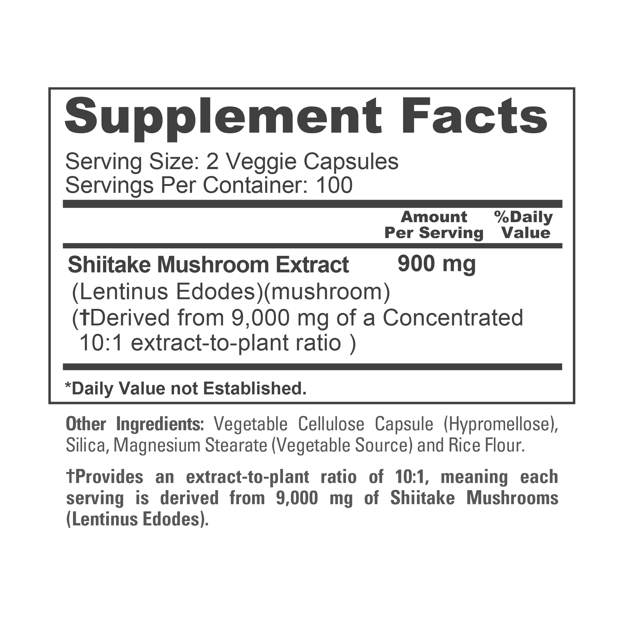 Shiitake Mushroom 9000mg - 200Veg Caps (100% Vegetarian, Non - GMO) - Image 4