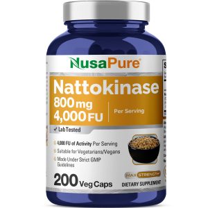 Nattokinase 4000 FU / 800mg - 200 Veg Caps ( 100% Vegetarian, Non - GMO )