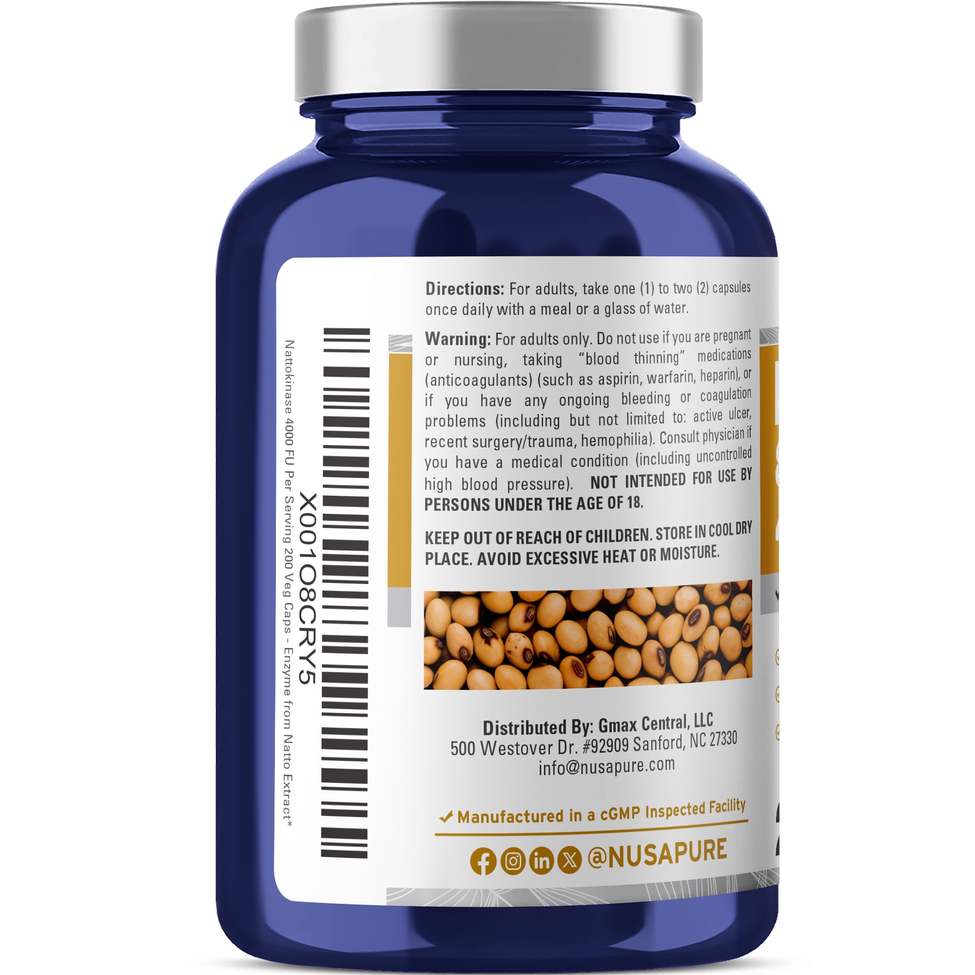 Nattokinase 4000 FU / 800mg - 200 Veg Caps ( 100% Vegetarian, Non - GMO ) - Image 3