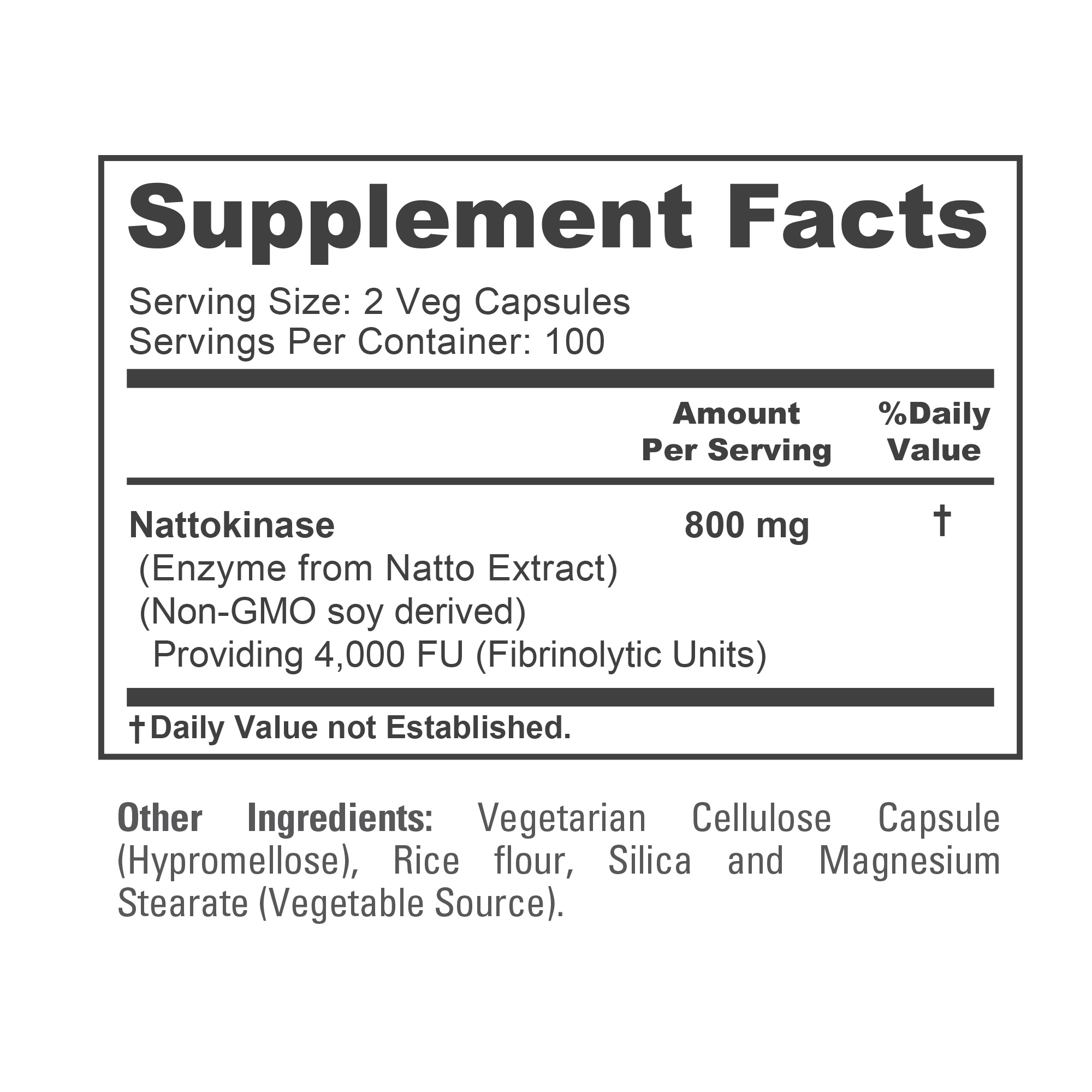 Nattokinase 4000 FU / 800mg - 200 Veg Caps ( 100% Vegetarian, Non - GMO ) - Image 4