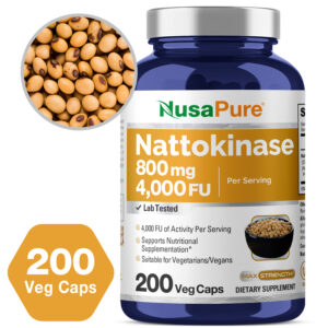 Nattokinase 4000 FU / 800mg - 200 Veg Caps ( 100% Vegetarian, Non - GMO )