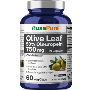 Olive Leaf Extract 50% Oleuropein - 60 Veg Caps ( 100% Vegan & Vegetarian, Non - GMO)