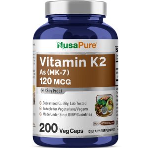 Vitamin K2 / MK - 7 / 120mcg - 200 Veg Caps (100% Vegetarian, Non-GMO)
