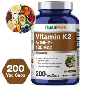 Vitamin K2 / MK - 7120mcg - 200 Veg Caps ( 100% Vegetarian, Non - GMO & Gluten - free )