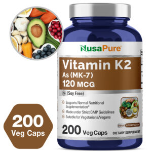 Vitamin K2 / MK - 7 / 120mcg - 200 Veg Caps (100% Vegetarian, Non-GMO)
