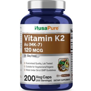 Vitamin K2 / MK - 7 / 120mcg - 200 Veg Caps (100% Vegetarian, Non-GMO)