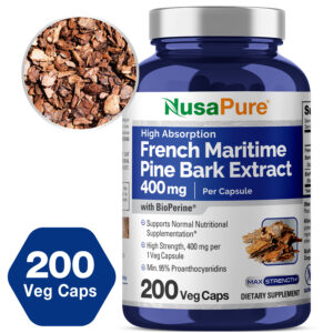 French Maritime Pine Bark 400mg - 200 Veg Caps ( 100% Vegetarian, Non - GMO & Gluten - free )
