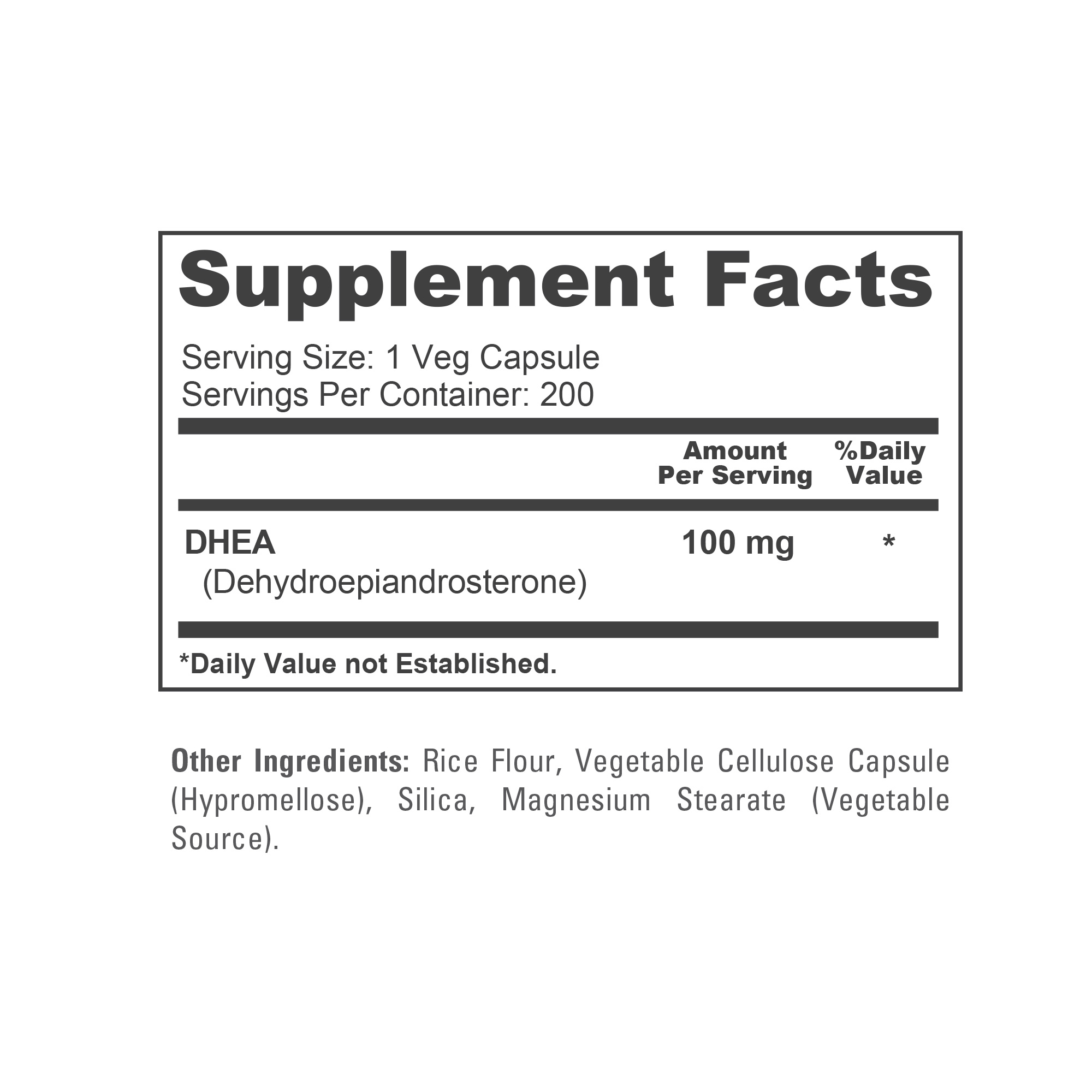 DHEA 100mg - 200 Veg Caps ( 100% Vegetarian, Non - GMO) - Image 4