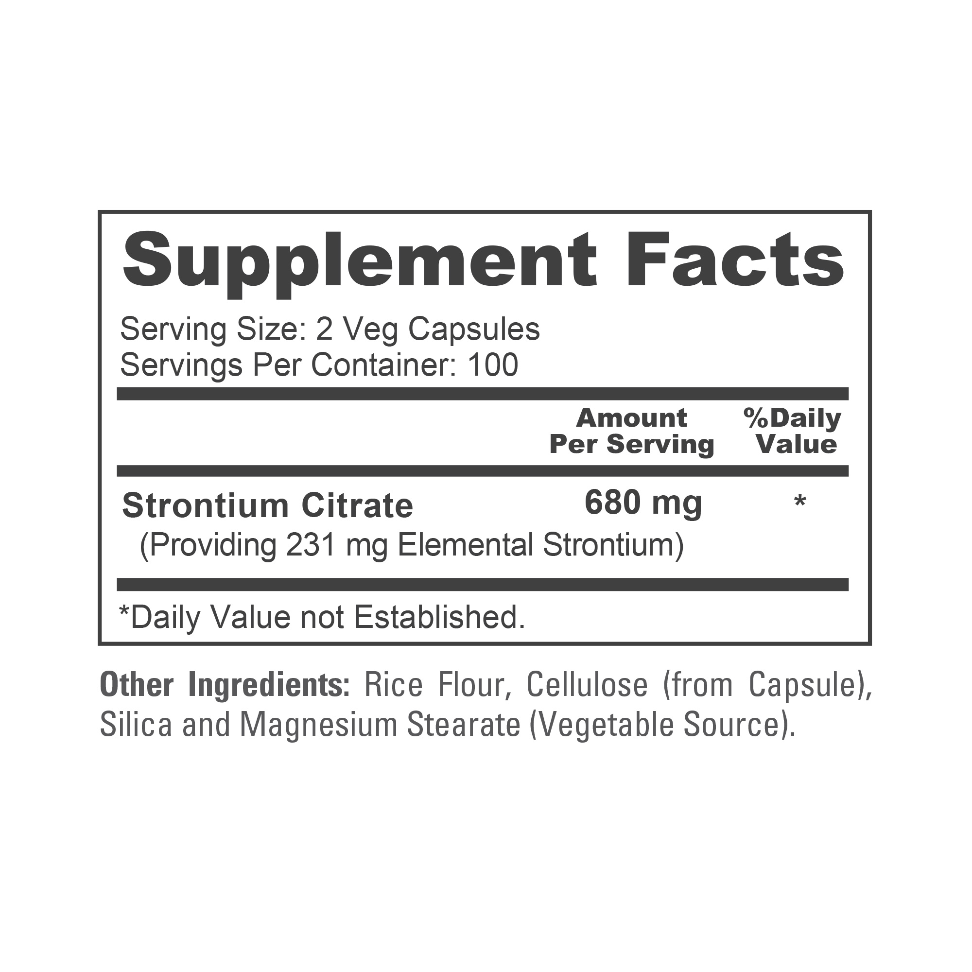 Strontium Citrate 680mg - 200 Veg Caps (100% Vegetarian , Non-GMO) - Image 4