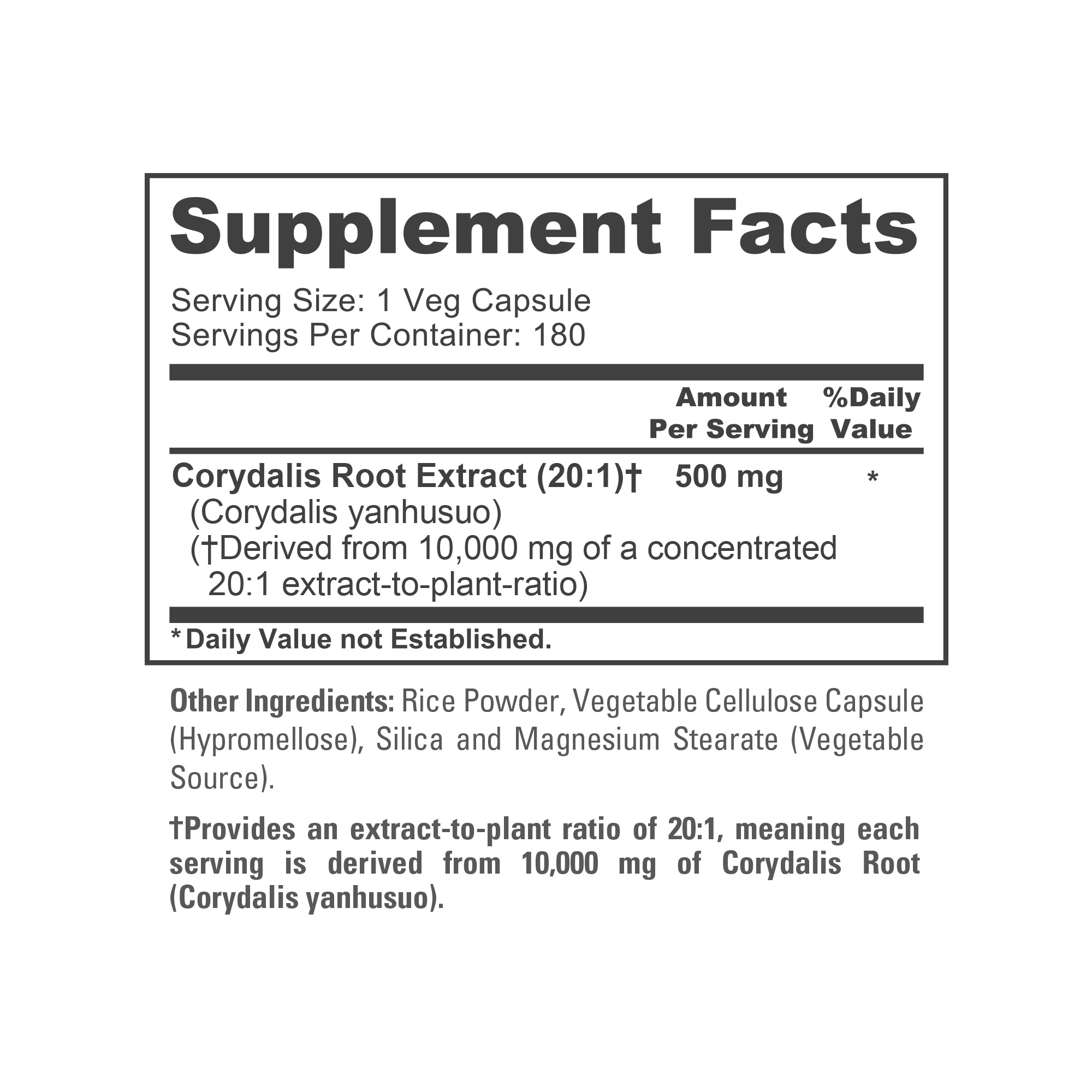 Corydalis 10,000mg - 180 veggie caps (Vegan, Non - GMO) - Image 4