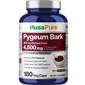 NusaPure Pygeum Bark 10:1 Extract, 450 mg Equivalent to 4,500mg 180 Veggie Caps (Non-GMO, Vegan)