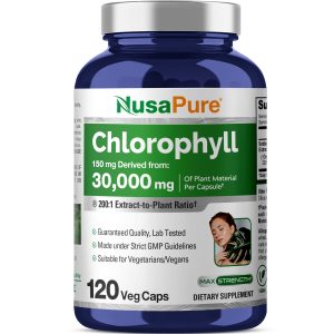 NusaPure Chlorophyll 200:1 Extract, 150 mg Equivalent to 30,000 mg per Capsule 120 Vegetarian Caps (Non-GMO, Vegan)