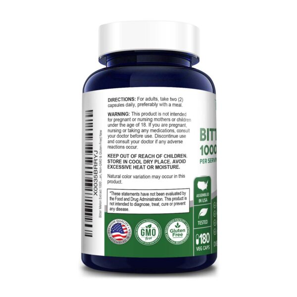 Bitter Melon Extract 1000 mg180 Veg Caps (100 Vegetarian, NonGMO