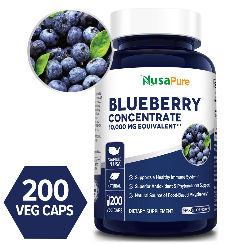 Blueberry Concentrate 10000 mg 200 Veg Caps (100 Vegetarian, NonGMO