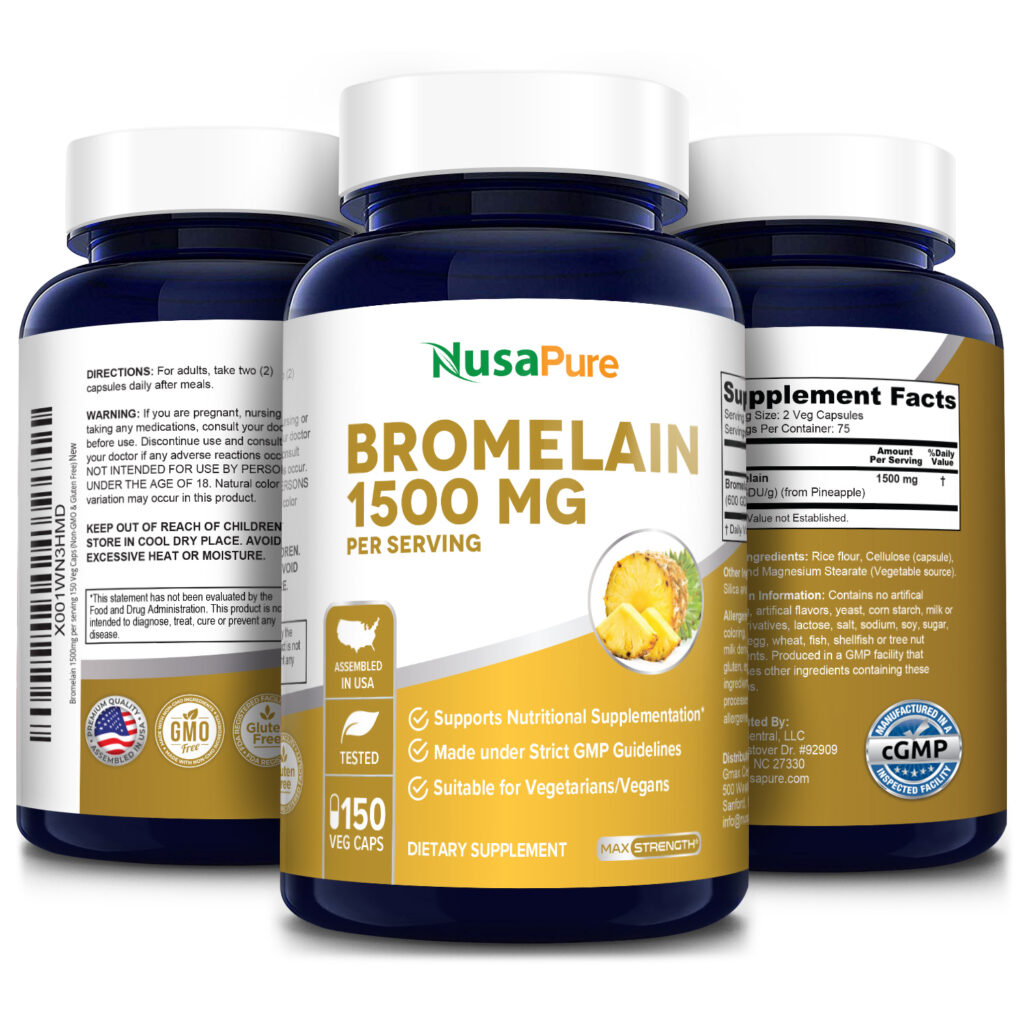 Bromelain 1,500mg 150 Veg Caps ( 100 Vegetarian, Non GMO & Gluten