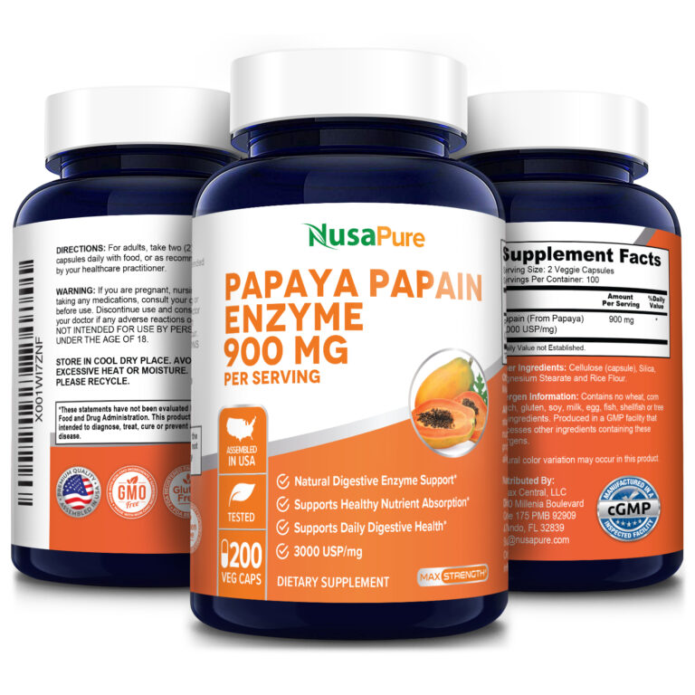 Papaya Papain Enzyme 900 mg 200 Veg Caps (100 Vegetarian, NonGMO