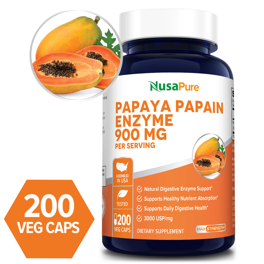 Papaya Papain Enzyme 900 mg – 200 Veg Caps (100% Vegetarian, Non-GMO ...