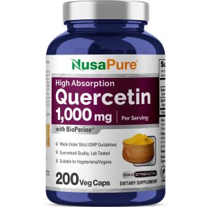Quercetin 1000mg - 200 Veg Caps (100% Vegetarian, Non - GMO) with Bioperine