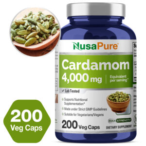 Cardamom Extract 4000mg - 200 Veg Caps (100% Vegetarian, Non - GMO)