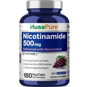 Nicotinamide with Resveratrol 500 mg - 180 Veg Caps ( 100% Vegetarian, Non - GMO , Vegan )