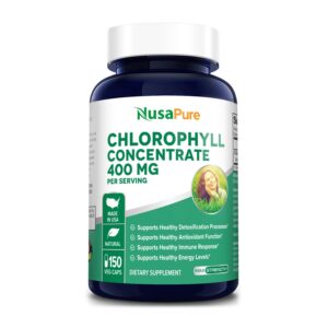 Chlorophyll Concentrate 400 mg -150 Veg Caps (100% Vegetarian, Non-GMO & Gluten-free)