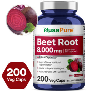 Beet Root 8,000mg - 200 Veg Caps ( Vegetarian, Non - GMO & Gluten Free ) with Black Pepper and Organic beet root extract.