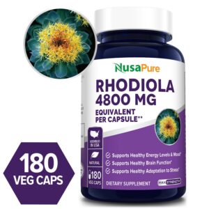 Rhodiola Rosea  4800 mg - 180 Veg Caps (100% Vegetarian, Non-GMO, Gluten-free)