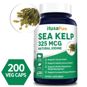 Sea Kelp 325 mcg - 200 Veg (100% Vegetarian, Non-GMO & Gluten-free) Manufactured with organic kelp