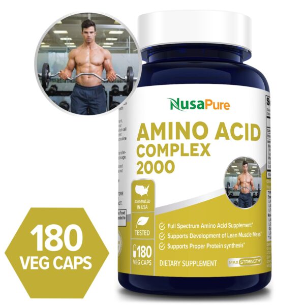 Amino Acid Complex 2000 mg - 180 Caps (100 % Non-GMO & Gluten-free)