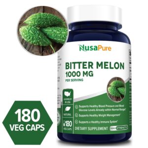 Bitter Melon Extract 1000 mg-180 Veg Caps (100% Vegetarian, Non-GMO & Gluten-free)